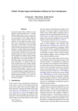WeDef: Weakly Supervised Backdoor Defense for Text Classification