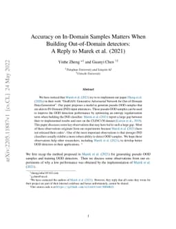 Accuracy on In-Domain Samples Matters When Building Out-of-Domain
  detectors: A Reply to Marek et al. (2021)