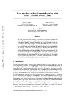 Learning Interacting Dynamical Systems with Latent Gaussian Process ODEs