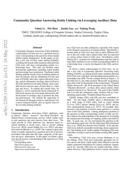 Community Question Answering Entity Linking via Leveraging Auxiliary
  Data
