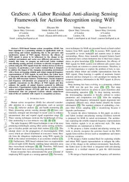 GraSens: A Gabor Residual Anti-aliasing Sensing Framework for Action
  Recognition using WiFi
