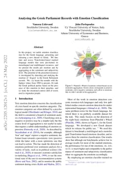 Analysing the Greek Parliament Records with Emotion Classification