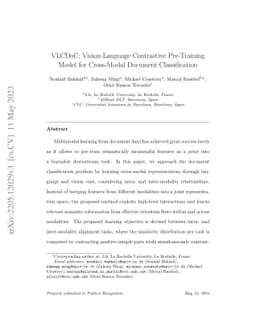 VLCDoC: Vision-Language Contrastive Pre-Training Model for Cross-Modal
  Document Classification