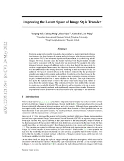 Improving the Latent Space of Image Style Transfer