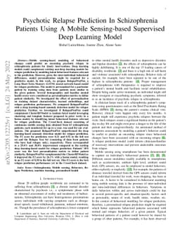Psychotic Relapse Prediction in Schizophrenia Patients using A Mobile
  Sensing-based Supervised Deep Learning Model