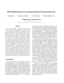 Differentiable Dynamics for Articulated 3d Human Motion Reconstruction