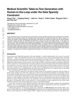 Medical Scientific Table-to-Text Generation with Human-in-the-Loop under
  the Data Sparsity Constraint