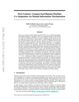 First Contact: Unsupervised Human-Machine Co-Adaptation via Mutual
  Information Maximization