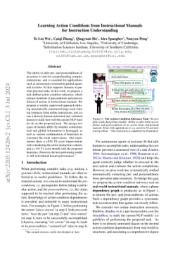 Learning Action Conditions from Instructional Manuals for Instruction
  Understanding