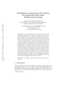 MAVIPER: Learning Decision Tree Policies for Interpretable Multi-Agent
  Reinforcement Learning