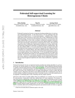Federated Self-supervised Learning for Heterogeneous Clients