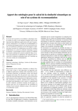 Apport des ontologies pour le calcul de la similarité sémantique au
  sein dún système de recommandation