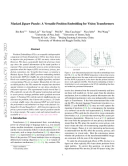 Masked Jigsaw Puzzle: A Versatile Position Embedding for Vision
  Transformers