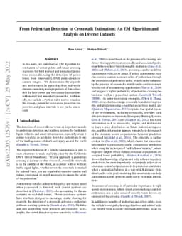 From Pedestrian Detection to Crosswalk Estimation: An EM Algorithm and
  Analysis on Diverse Datasets