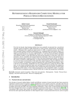 Heterogeneous Reservoir Computing Models for Persian Speech Recognition