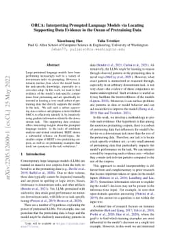 ORCA: Interpreting Prompted Language Models via Locating Supporting Data
  Evidence in the Ocean of Pretraining Data