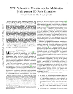 VTP: Volumetric Transformer for Multi-view Multi-person 3D Pose
  Estimation