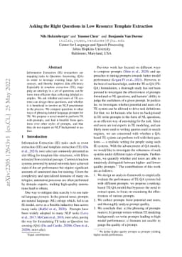 Asking the Right Questions in Low Resource Template Extraction