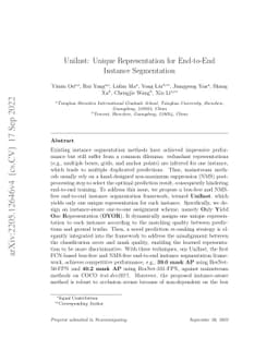 UniInst: Unique Representation for End-to-End Instance Segmentation