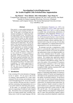 Investigating Lexical Replacements for Arabic-English Code-Switched Data
  Augmentation