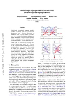 Discovering Language-neutral Sub-networks in Multilingual Language
  Models