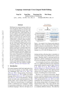 Language Anisotropic Cross-Lingual Model Editing