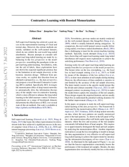 Contrastive Learning with Boosted Memorization