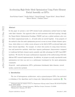 Accelerating High-Order Mesh Optimization Using Finite Element Partial
  Assembly on GPUs