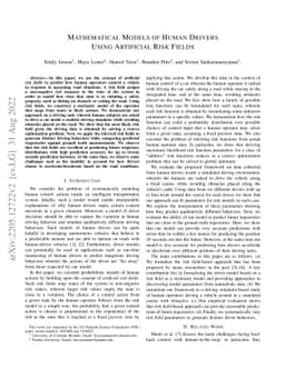 Mathematical Models of Human Drivers Using Artificial Risk Fields