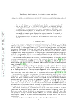 Generic Decoding in the Cover Metric
