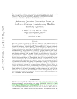 Automatic question generation based on sentence structure analysis using
  machine learning approach