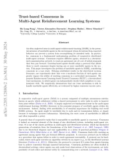 Trust-based Consensus in Multi-Agent Reinforcement Learning Systems