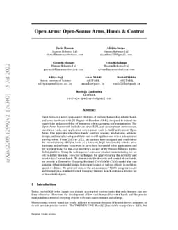 Open Arms: Open-Source Arms, Hands & Control
