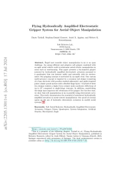 Flying Hydraulically Amplified Electrostatic Gripper System for Aerial
  Object Manipulation