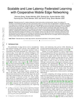 Scalable and Low-Latency Federated Learning with Cooperative Mobile Edge
  Networking