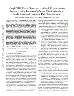 GraphPMU: Event Clustering via Graph Representation Learning Using
  Locationally-Scarce Distribution-Level Fundamental and Harmonic PMU
  Measurements