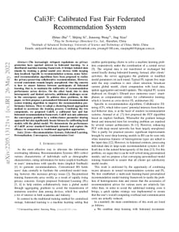 Cali3F: Calibrated Fast Fair Federated Recommendation System