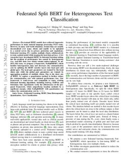 Federated Split BERT for Heterogeneous Text Classification