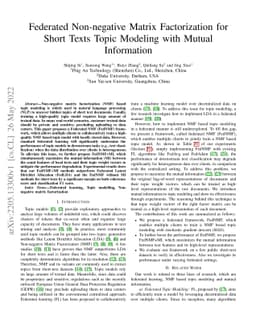 Federated Non-negative Matrix Factorization for Short Texts Topic
  Modeling with Mutual Information