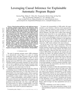 Leveraging Causal Inference for Explainable Automatic Program Repair