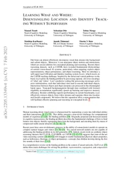 Learning What and Where: Disentangling Location and Identity Tracking
  Without Supervision
