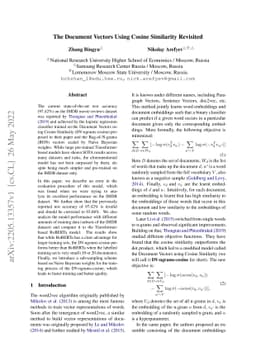 The Document Vectors Using Cosine Similarity Revisited
