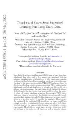 Transfer and Share: Semi-Supervised Learning from Long-Tailed Data