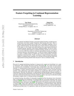 Feature Forgetting in Continual Representation Learning