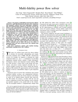 Multi-fidelity power flow solver