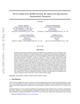 Multi-objective QUBO Solver: Bi-objective Quadratic Assignment