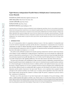 Tight Memory-Independent Parallel Matrix Multiplication Communication
  Lower Bounds
