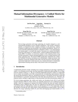 Mutual Information Divergence: A Unified Metric for Multimodal
  Generative Models