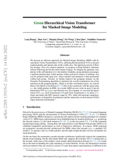 Green Hierarchical Vision Transformer for Masked Image Modeling