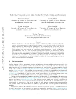 Selective Classification Via Neural Network Training Dynamics